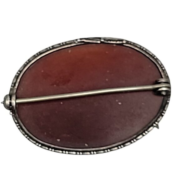 Designer Signed Sterling Carnelian Brooch Germany Makers Mark Vintage 925 Silver - Picture 3 of 8